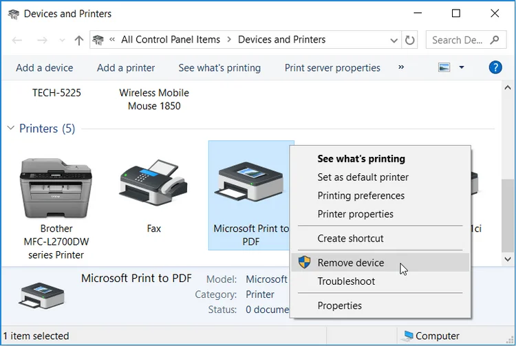 نحوه رفع خطای Microsoft Print to PDF در ویندوز