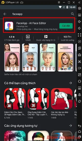 Petunjuk untuk menginstal dan menggunakan Faceapp menggunakan emulator di PC