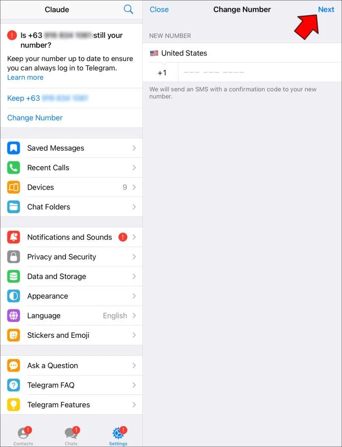 टेलीग्राम में अपना नंबर कैसे बदलें