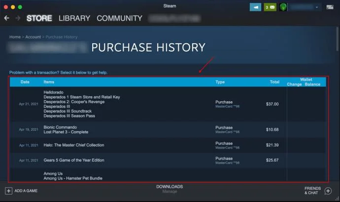 نحوه مشاهده تاریخچه خرید خود در Steam