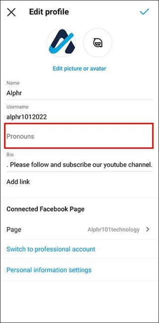 نحوه اضافه کردن ضمایر به اینستاگرام