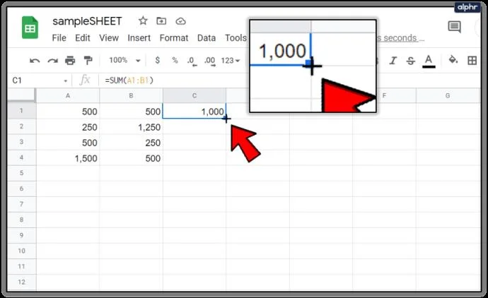 نحوه اعمال فرمول ها برای کل ستون ها در Google Sheets