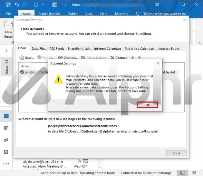 چگونه یک حساب کاربری را از Outlook حذف کنیم