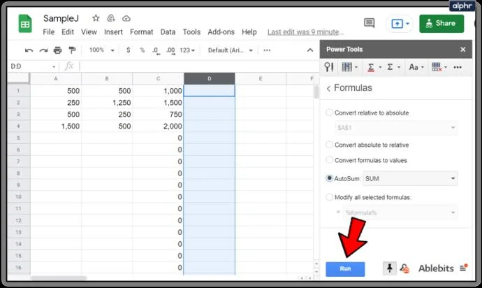 نحوه اعمال فرمول ها برای کل ستون ها در Google Sheets