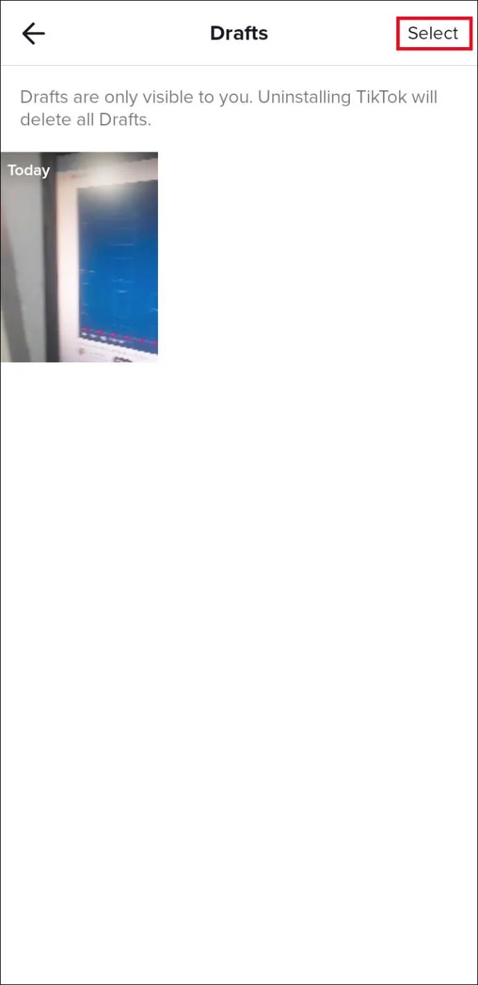 نحوه حذف پیش نویس ها در TikTok