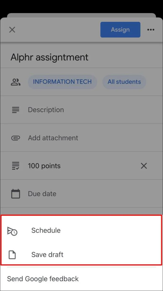نحوه ایجاد یک تکلیف در Google Classroom