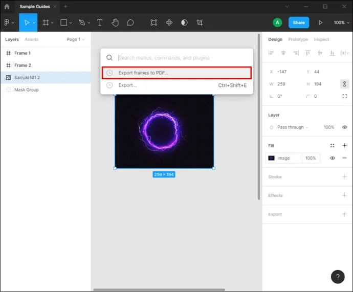 نحوه صادرات طرح به PDF در Figma