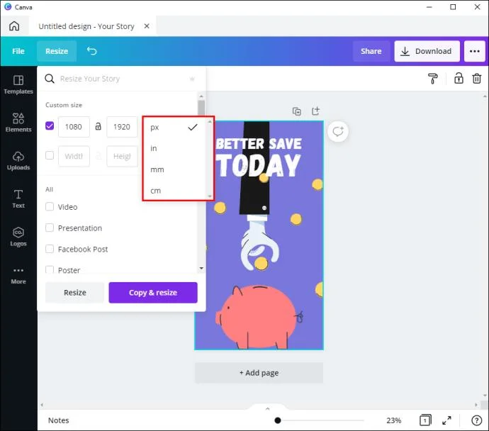 نحوه تغییر به چشم انداز در Canva