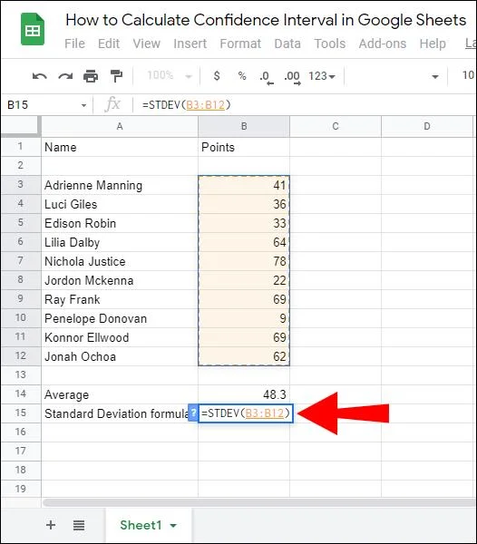 نحوه محاسبه فاصله اطمینان در Google Sheets