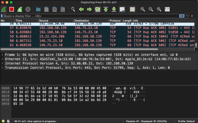 نحوه گرفتن بسته ها در WireShark