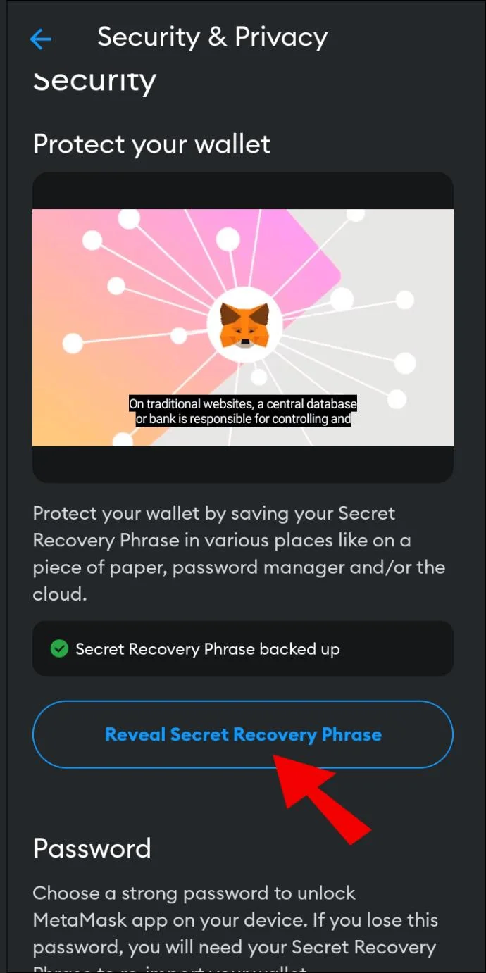 چگونه عبارت بازیابی مخفی خود را در MetaMask پیدا کنید