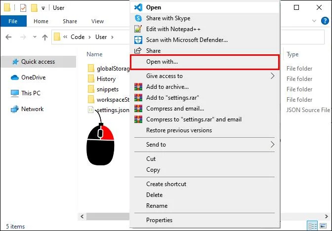 Jak otworzyć Settings.Json w kodzie VS