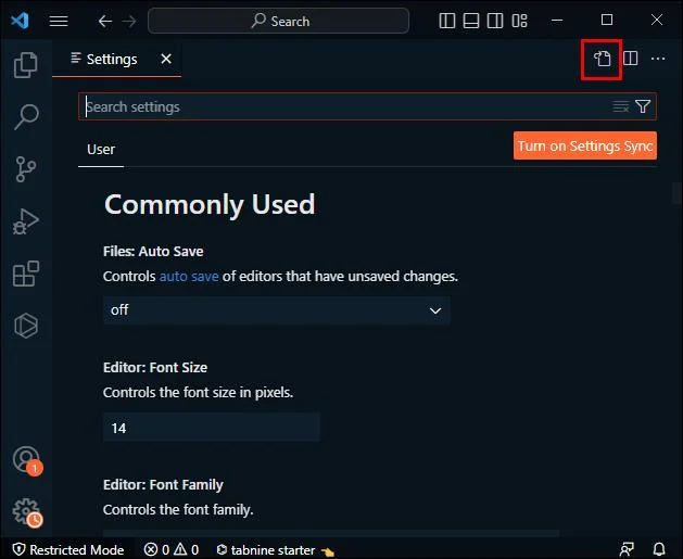 Jak otworzyć Settings.Json w kodzie VS