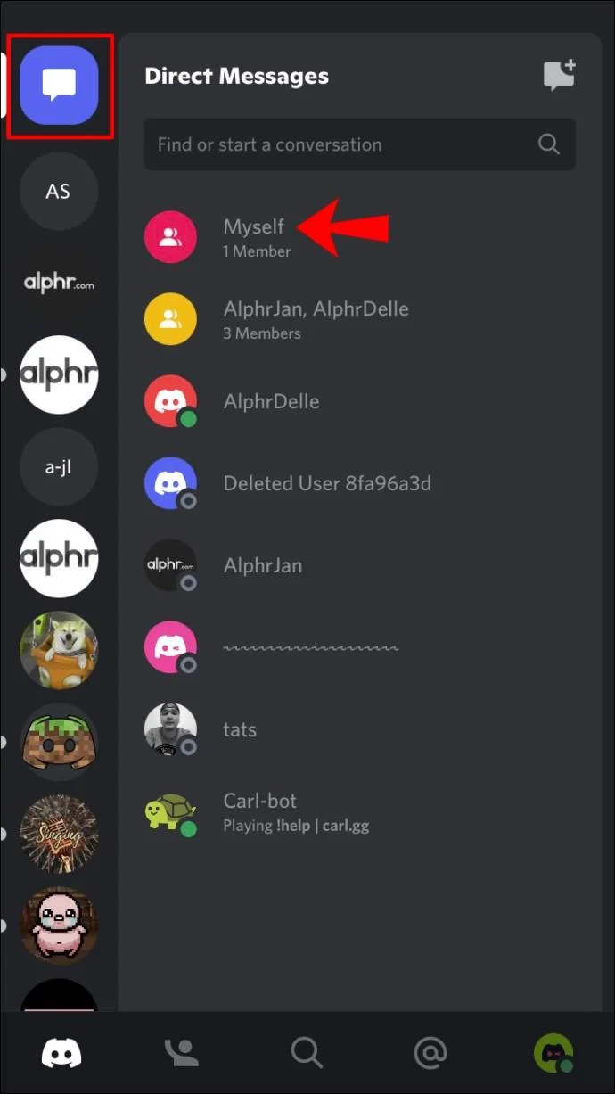 نحوه ارسال پیام به خود در Discord