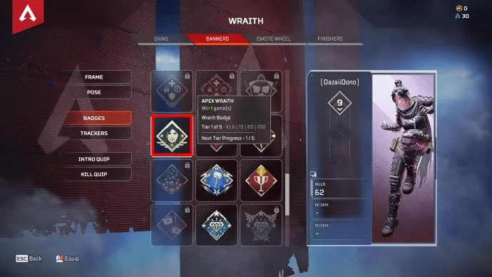 نحوه تجهیز نشان ها در Apex Legends