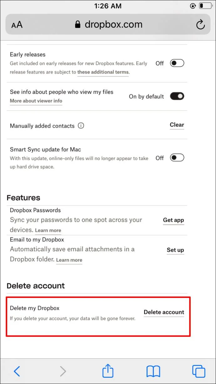 چگونه یک حساب Dropbox را حذف کنیم