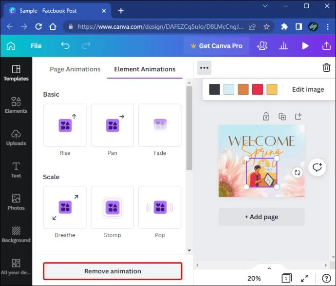 چگونه یک انیمیشن را در Canva حذف کنیم
