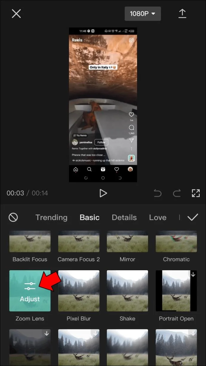 نحوه استفاده از جلوه زوم با CapCut