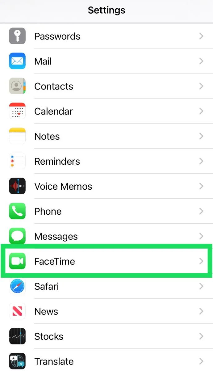 تنظیمات FaceTime
