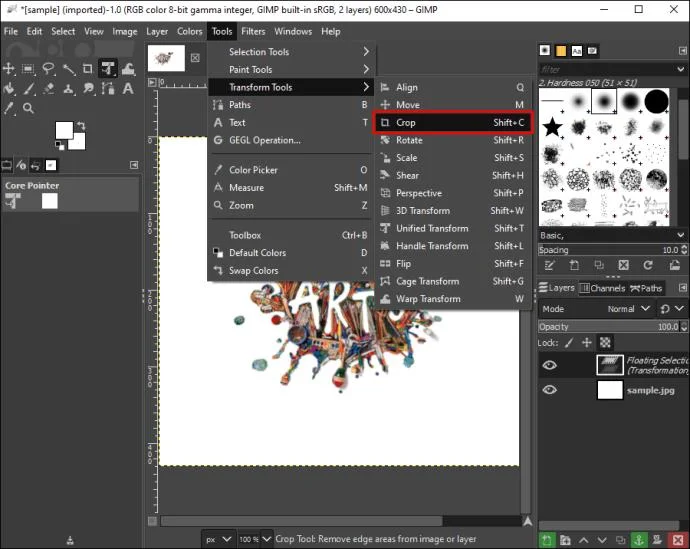 نحوه برش تصویر در GIMP