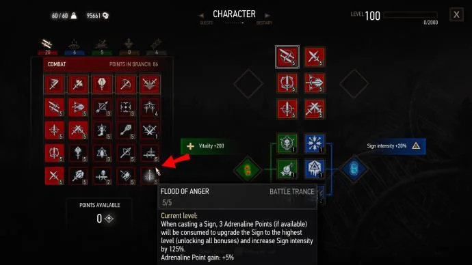 نحوه استفاده از آدرنالین در The Witcher 3: