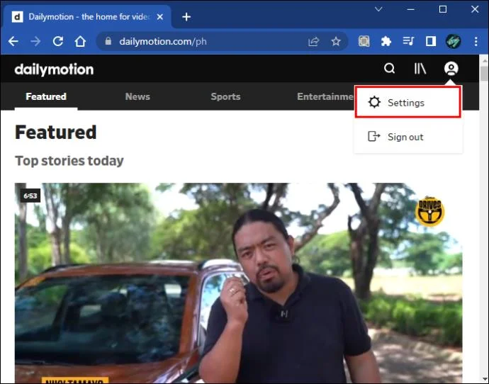 Dailymotion 설정