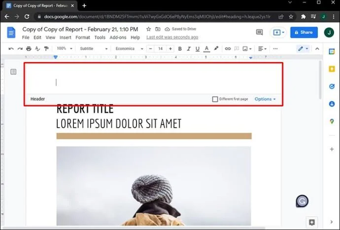 Jak tworzyć różne nagłówki dla różnych stron w Dokumentach Google