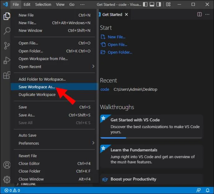 نحوه ایجاد یک فضای کاری جدید در VS Code