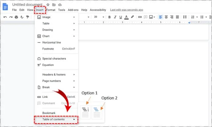 نحوه اضافه کردن فهرست مطالب به Google Doc