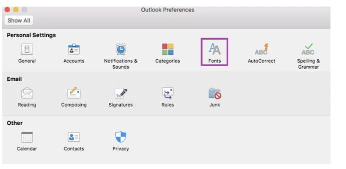 كيفية تغيير الخط الافتراضي في Outlook