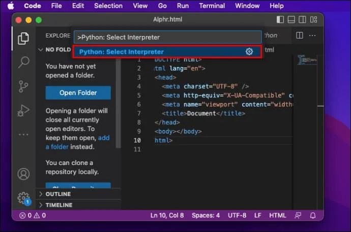 Cómo cambiar el intérprete de Python en VS Code
