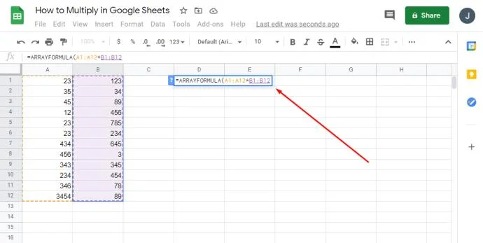Jak mnożyć w Arkuszach Google