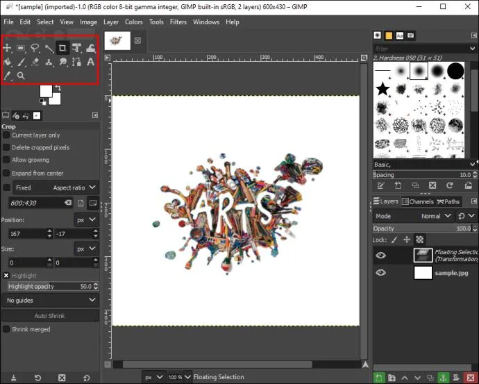 نحوه برش تصویر در GIMP