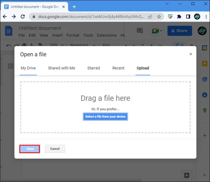 نحوه باز کردن یک فایل DOCX با Google Docs