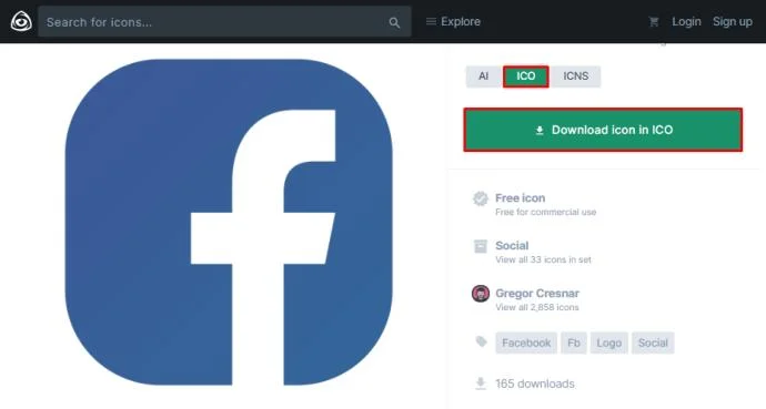 نحوه اضافه کردن نماد فیس بوک به دسکتاپ
