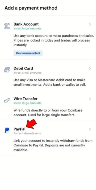 نحوه برداشت به PayPal از حساب Coinbase