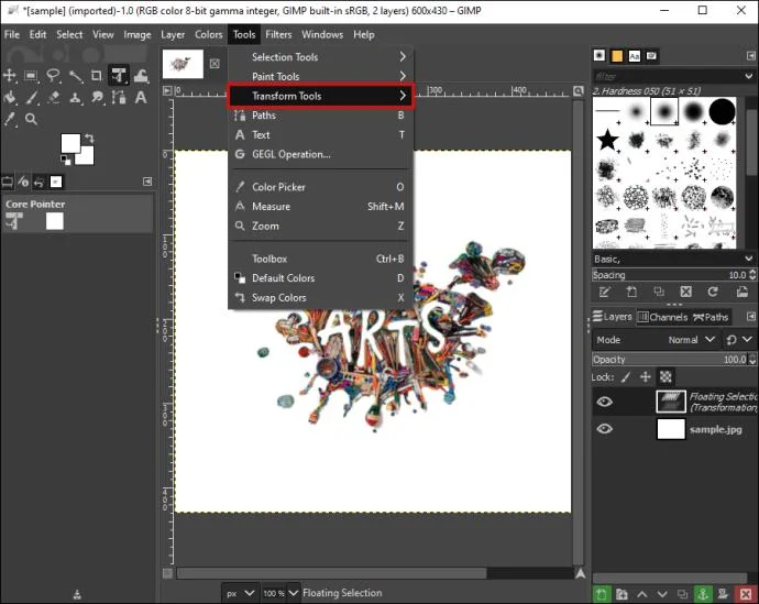 نحوه برش تصویر در GIMP