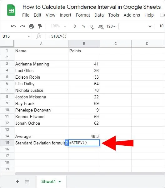 نحوه محاسبه فاصله اطمینان در Google Sheets