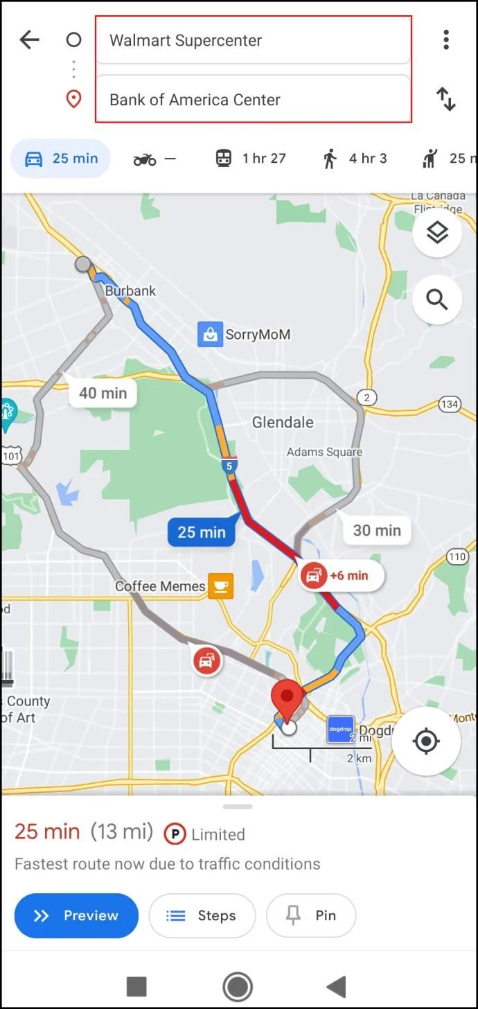 Jak zmienić Mapy Google z chodzenia na jazdę samochodem [i odwrotnie]