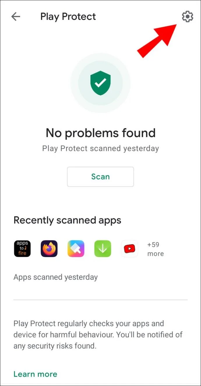 تنظیمات Play Protect