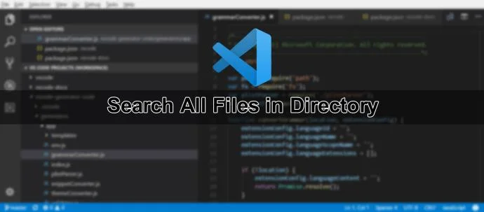 نحوه جستجوی همه فایل ها در VS Code