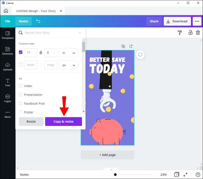 نحوه تغییر به چشم انداز در Canva