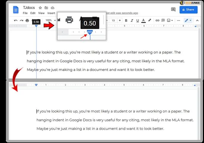 چگونه در Google Docs یک تورفتگی معلق ایجاد کنیم