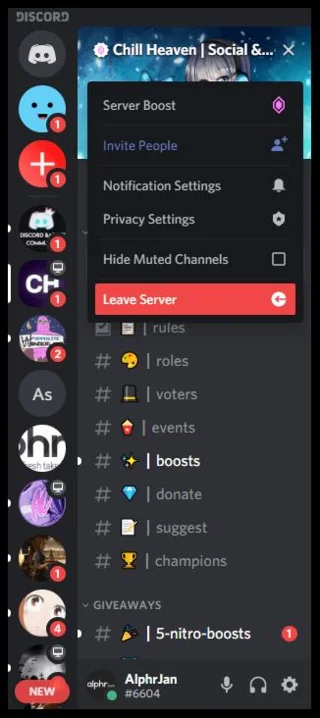 چگونه یک سرور Discord را ترک کنیم