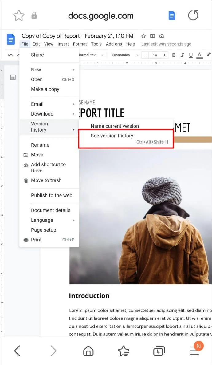 چگونه به نسخه قبلی Google Doc برگردیم
