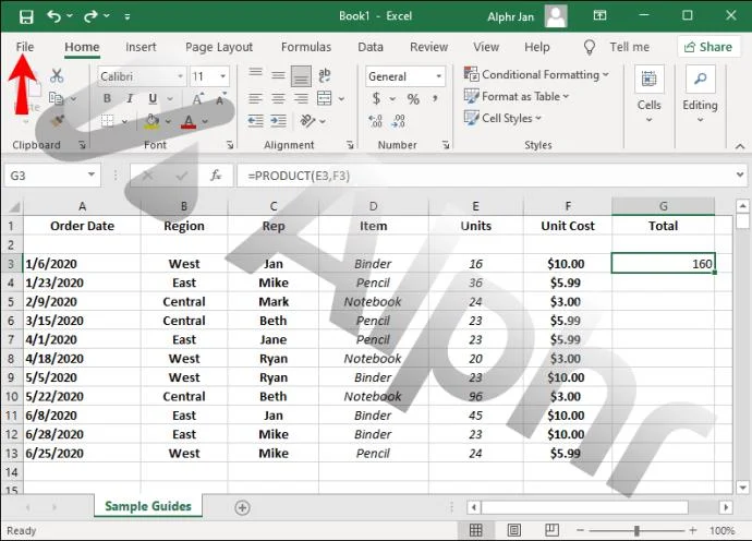 كيفية نسخ صيغة لأسفل في Excel