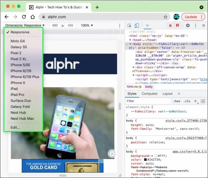 Cómo ver la versión móvil de un sitio web en una PC Cómo ver la versión móvil de un sitio web en una PC