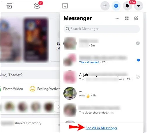 نحوه جستجو از طریق پیام ها در فیس بوک مسنجر