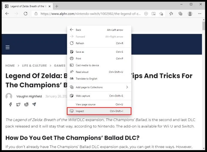 نحوه استفاده از Inspect Element
