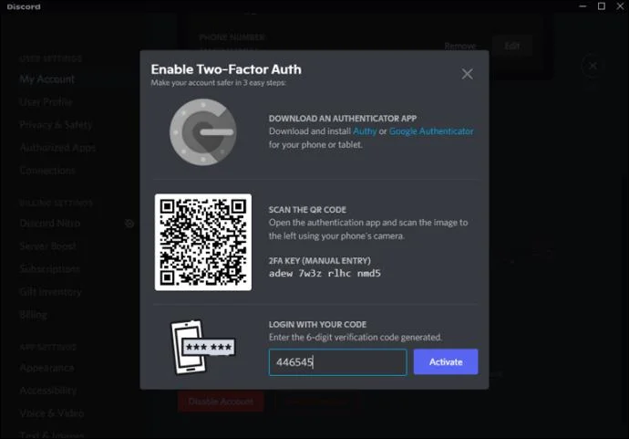نحوه روشن یا خاموش کردن 2FA در Discord